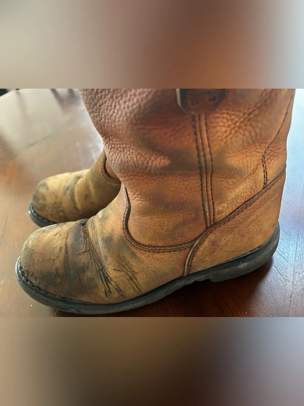 Vintage Red Wing Pecos Pull-On Work Boots Made in USA Distressed Leather size 9D